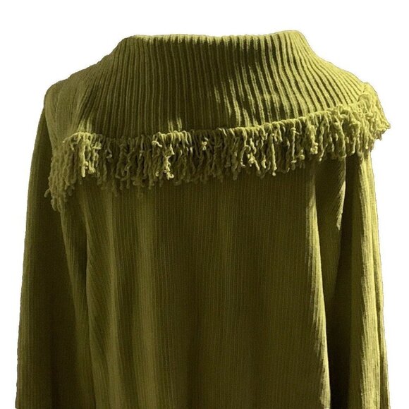 Knit & Pearl Women Cable Knit Sweater Size 1X Green Angel Flap Style Collar - Picture 10 of 12